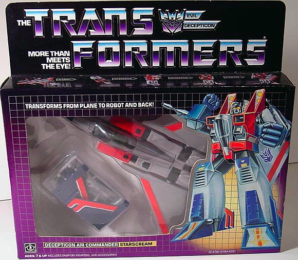 Transformers G1 Starscream box art vinyl decal sticker Decepticon jet toy 1980's 